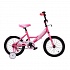 Велосипед детский 14' a-тип со звонком и страховочными колесами бело-розовый  - миниатюра №1
