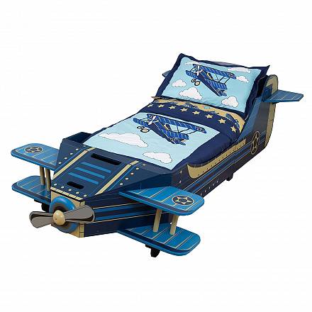 Детская кровать – Самолет, с ящиком для белья 