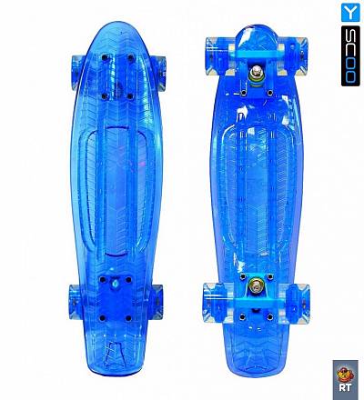 Скейтборд 6-13 Penny board RT 22 Shine blue со светящимися колесами 