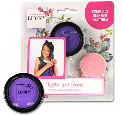 Lucky пудра для волос со спонжем, фиолетовый (1toy, Т11913) - миниатюра