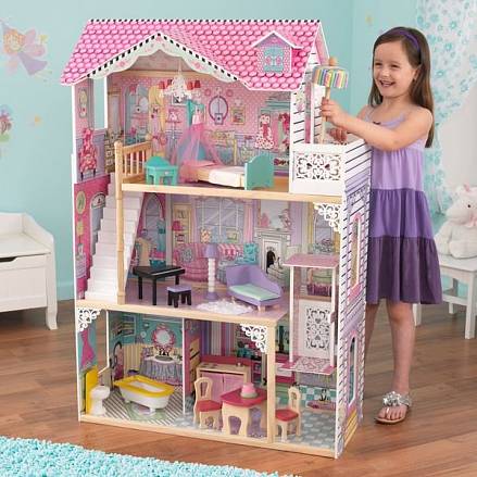 Трехэтажный дом с мебелью для кукол Барби – Аннабель, 17 элементов 