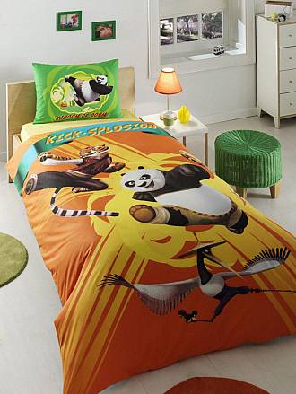 Комплект детского постельного белья, 1,5 спальное -  Kung Fu Panda Kick Splosion 