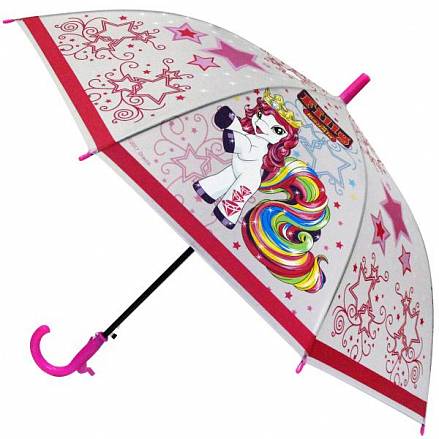 Зонт детский прозрачный из серии Филли, диаметр 50 см., со свистком 