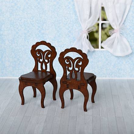 Мебель для кукольного домика - 2 стула, цвет – коричневый 
