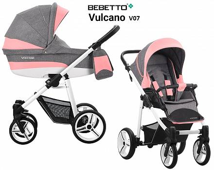 Детская коляска Vulcano New 2 в 1 шасси белая/BIA V07 