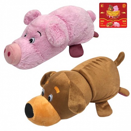 Мягкая игрушка из серии Вывернушка 2в1 Собака-Свинья, 35 см. 