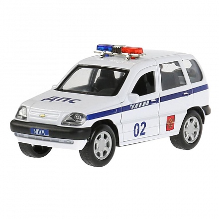 Машина металлическая Chevrolet Niva Полиция 12 см, открываются двери, инерция, белая 