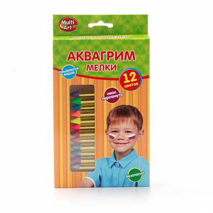 Аквагрим – мелки "Multiart", 12 цветов, неоновые