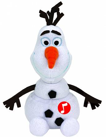 Озвученная мягкая игрушка Disney Beanie Babies - Cнеговик Olaf, 20 см 