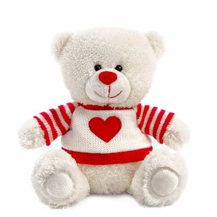 Мягкая игрушка - Медвежонок Сэмми в свитере с сердечком, музыкальный, 18 см. 