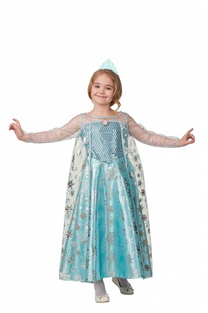 Карнавальный костюм для девочек – Эльза сатин, платье, размер 128-64 