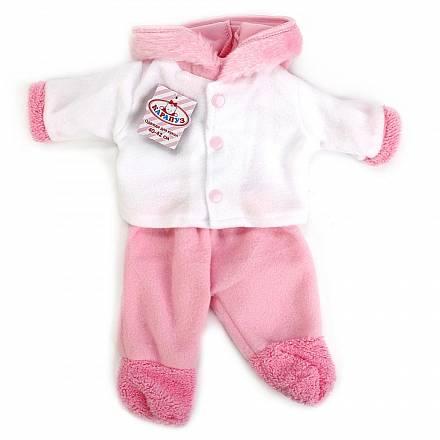 Одежда для кукол Карапуз™ 40-42 см - Теплые розовые штаны и белая кофта 