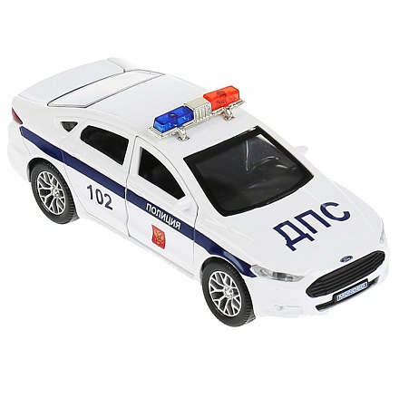 Машина Ford Mondeo - Полиция, 12 см, цвет белый, открываются двери, багажник, инерционный механизм 