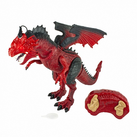 Игрушка интерактивная - Пламенный дракон с инфракрасным пультом, свет, звук, движение, парогенератор 