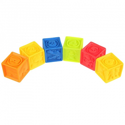 Игрушки из пластизоля для купания - Кубики, 6 шт., в сетке 