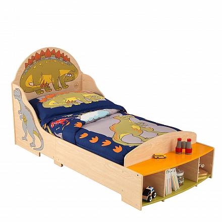 Детская кровать – Динозавр, с полками 