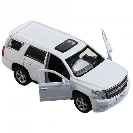 Машина Chevrolet Tahoe 12 см матовая белая двери и багажник открываются металлическая инерционная 