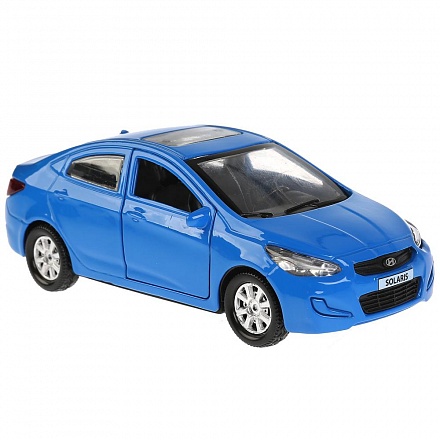 Модель Hyundai Solaris, синий, 12 см, открываются двери, инерционный 