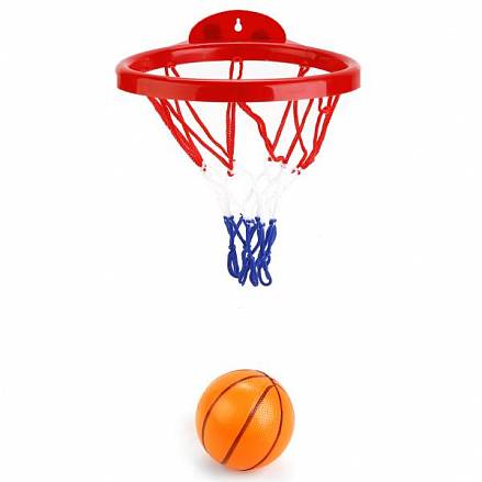 Набор для игры в баскетбол: кольцо 19,5 см. и мячик 8 см., в сетке 