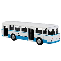 Модель Автобус Лиаз-677 15 см двери открываются инерционная металлическая (Технопарк, SB-16-57-BL-WB) - миниатюра