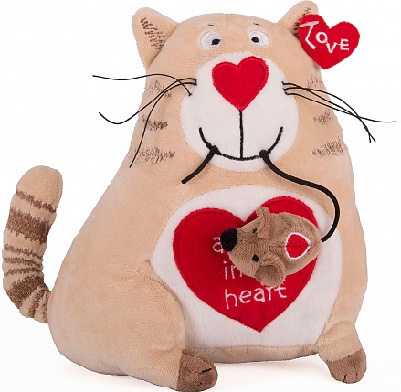 Мягкая игрушка - Кот и мышь Любовь с первого взгляда, 20 см 