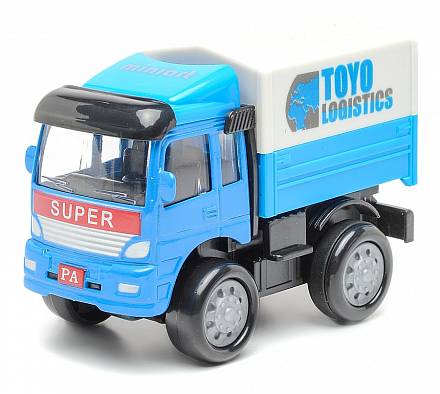 Грузовик со съемным тентом инерционный, металлическая кабина, 1:60