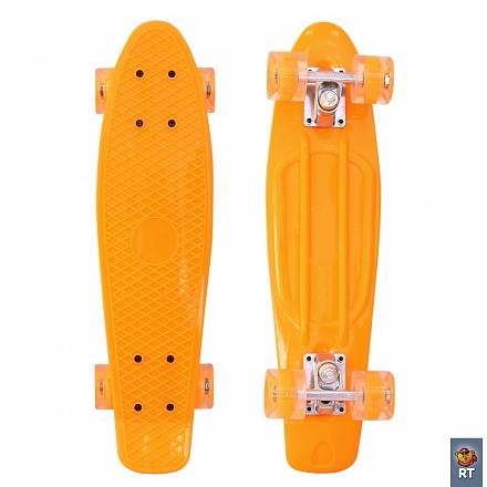 146314 Скейтборд Classic 22" - YQHJ-11 пластик со светящимися колесами, цвет оранжевый 