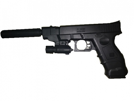 Пистолет с лазерным прицелом, глушителем и пульками P2698 