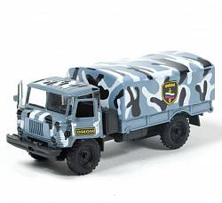 Машина металлическая инерционная - ГАЗ 66 - ОМОН, со светом и звуком, 1:43 (Технопарк, CT-1299-22sim) - миниатюра