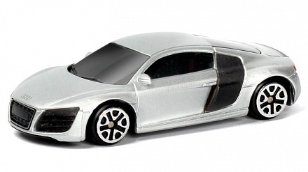 Металлическая машина - Audi R8 V10, 1:64, серебристый 