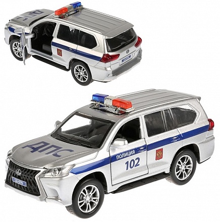 Инерционная металлическая машина Lexus LX-570 - Полиция, длина 12 см 