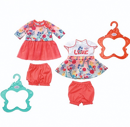 Одежда для куклы Baby born – Цветочные платья с шортиками, 2 вида  
