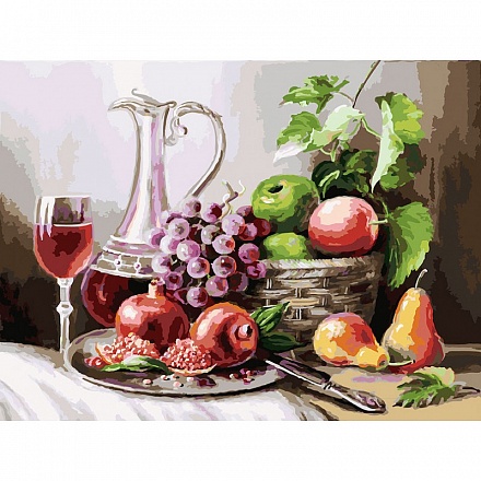 Раскраски по номерам - Натюрморт с фруктами, 30 х 40 см 