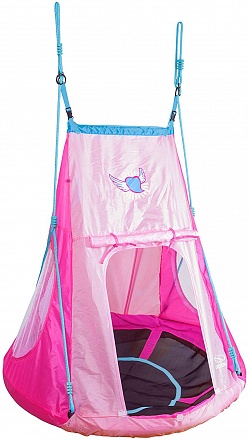 Качели-гнездо с палаткой Hudora 110, heart/розовые 