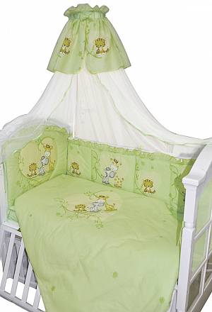 Комплект в кроватку 7 предметов – Сафари, зеленый 