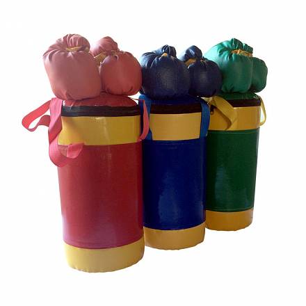Детский боксерский набор №2: мешок боксерский 5 кг, перчатки, трос, зелено/желтый 