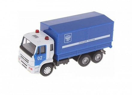 Инерционный металлический грузовик – Полиция, масштаб 1:54 