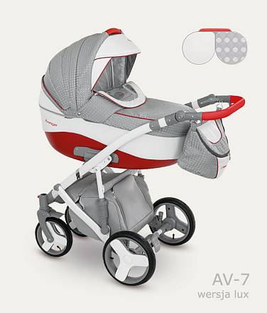 Детская коляска Camarelo Avenger Lux 2 в 1, красно-серая 