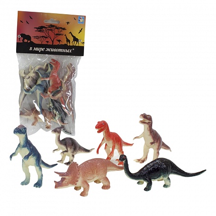 Игровой набор фигурок динозавров - В мире животных, 6 фигурок 
