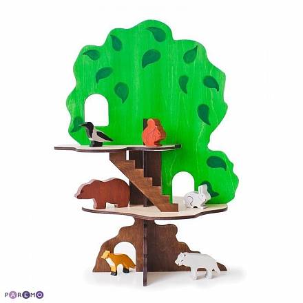 Игрушка-конструктор - Дом-дерево с 6 фигурками животных 