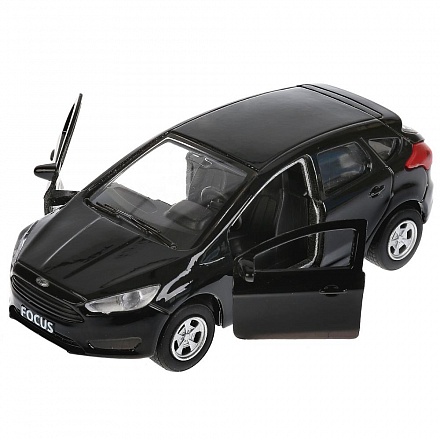 Инерционная металлическая машина - Ford Focus хэтчбек, черный 12 см, открываются двери 