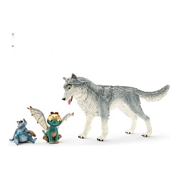 Игровой набор - Волк Лайкос, дракон Нугур и енот Пиу (Schleich, 70710) - миниатюра