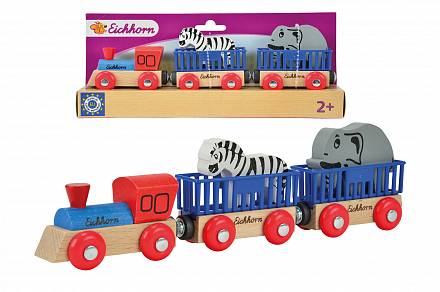Игровой набор - Поезд с 2 вагонами и животными 