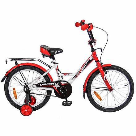 Двухколесный велосипед Lider Orion диаметр колес 18 дюймов, белый/красный 