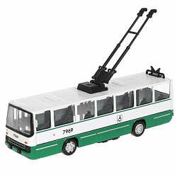 Модель Городской троллейбус 17 см свет-звук двери открываются инерционная металлическая (Технопарк, IKATROLL-17SL-GNWH) - миниатюра