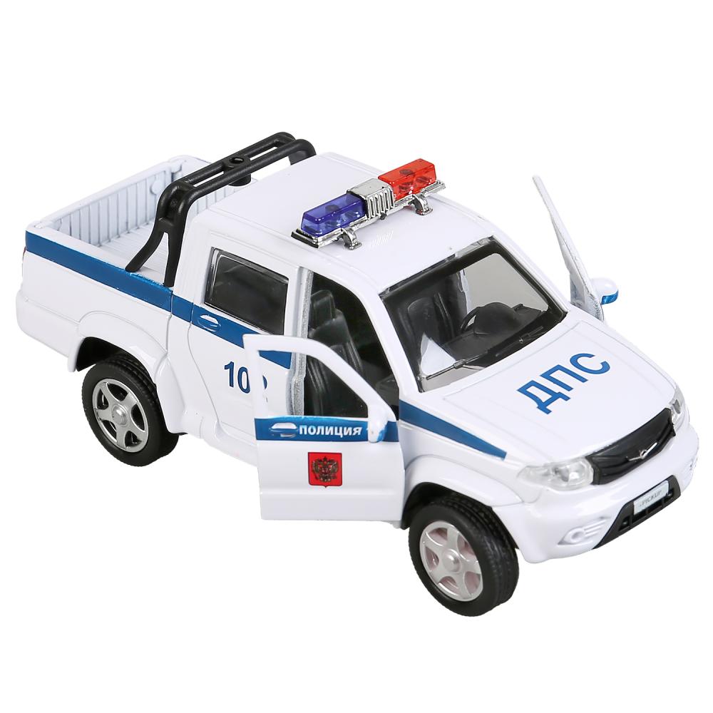 Машина Uaz Pickup - Полиция, 12 см, цвет белый, открываются двери, инерционный механизм  
