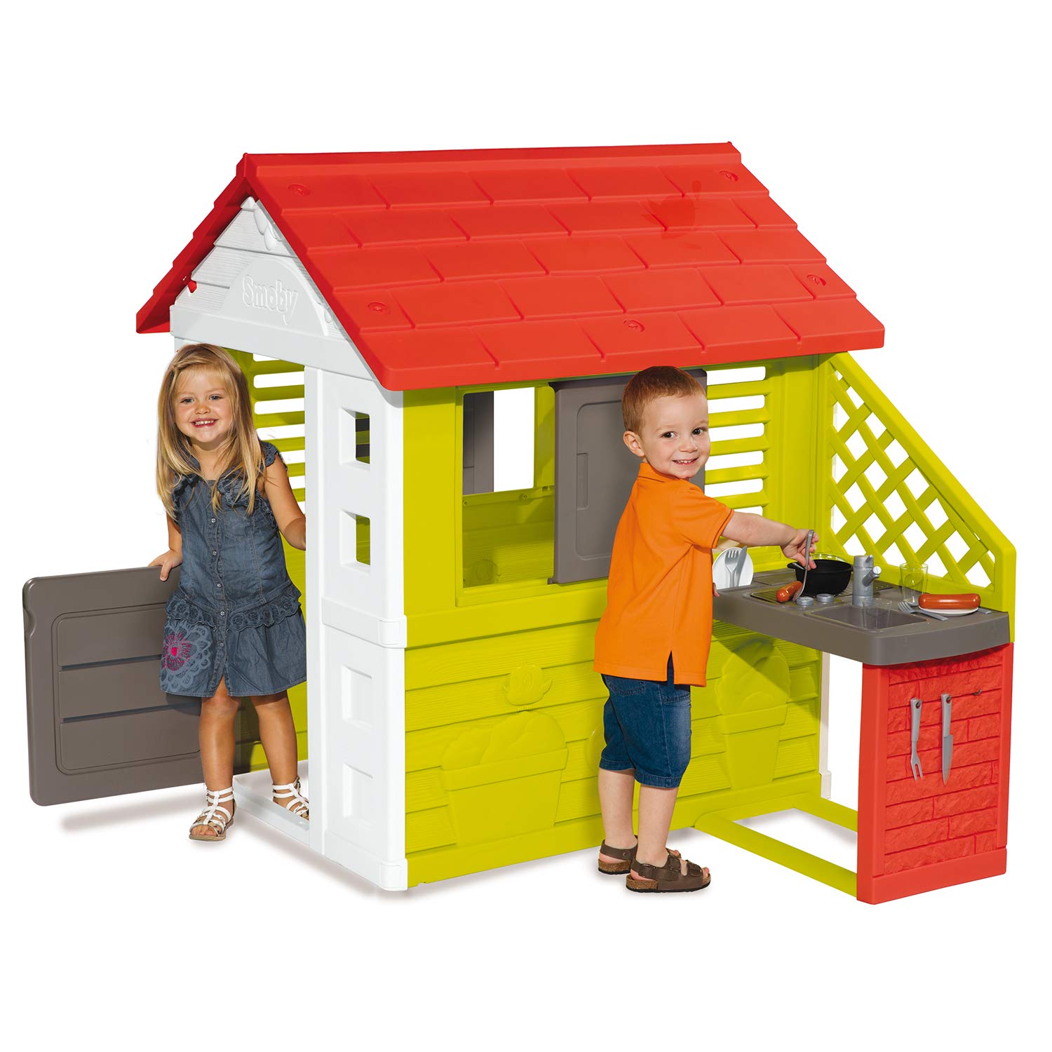 

Игровой домик с кухней, красный, размер 145 х 110 х 127 см.
