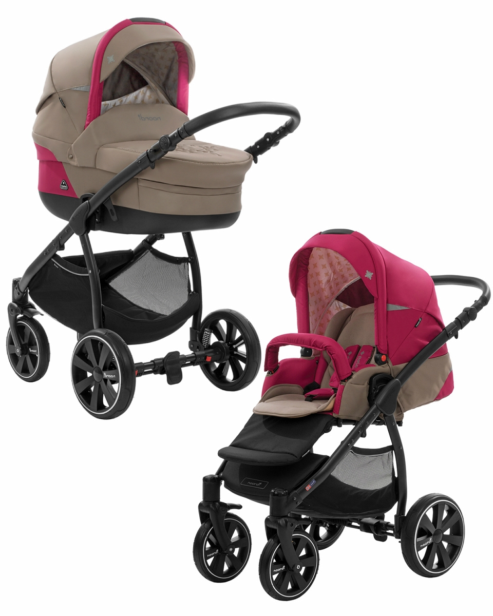 

Коляска детская Noordi Polaris 2 в 1, шасси Sport, бежево-розовая