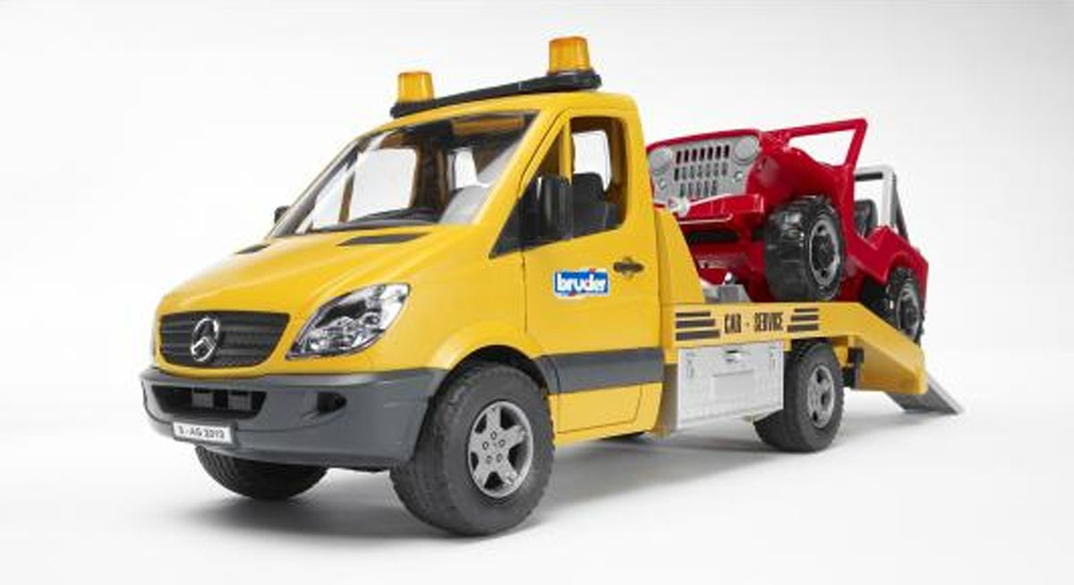 Эвакуатор Bruder Mercedes Benz Sprinter с внедорожником, свет, звук  