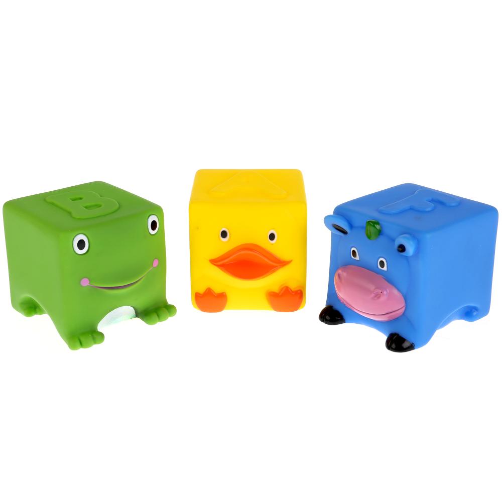 

Игрушки пластизоль для купания - ABF, 3 кубика-пищалки в сетке